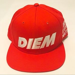 DIEM Red Snapback NWOT White Embroidered Writing